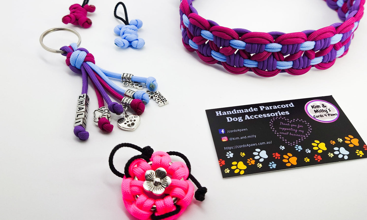 Collar Flower Charm Kim & Milly's Cords 4 Paws Paracord Handmade Dog Accessories Customizable Made in Germany Shipping worldwide