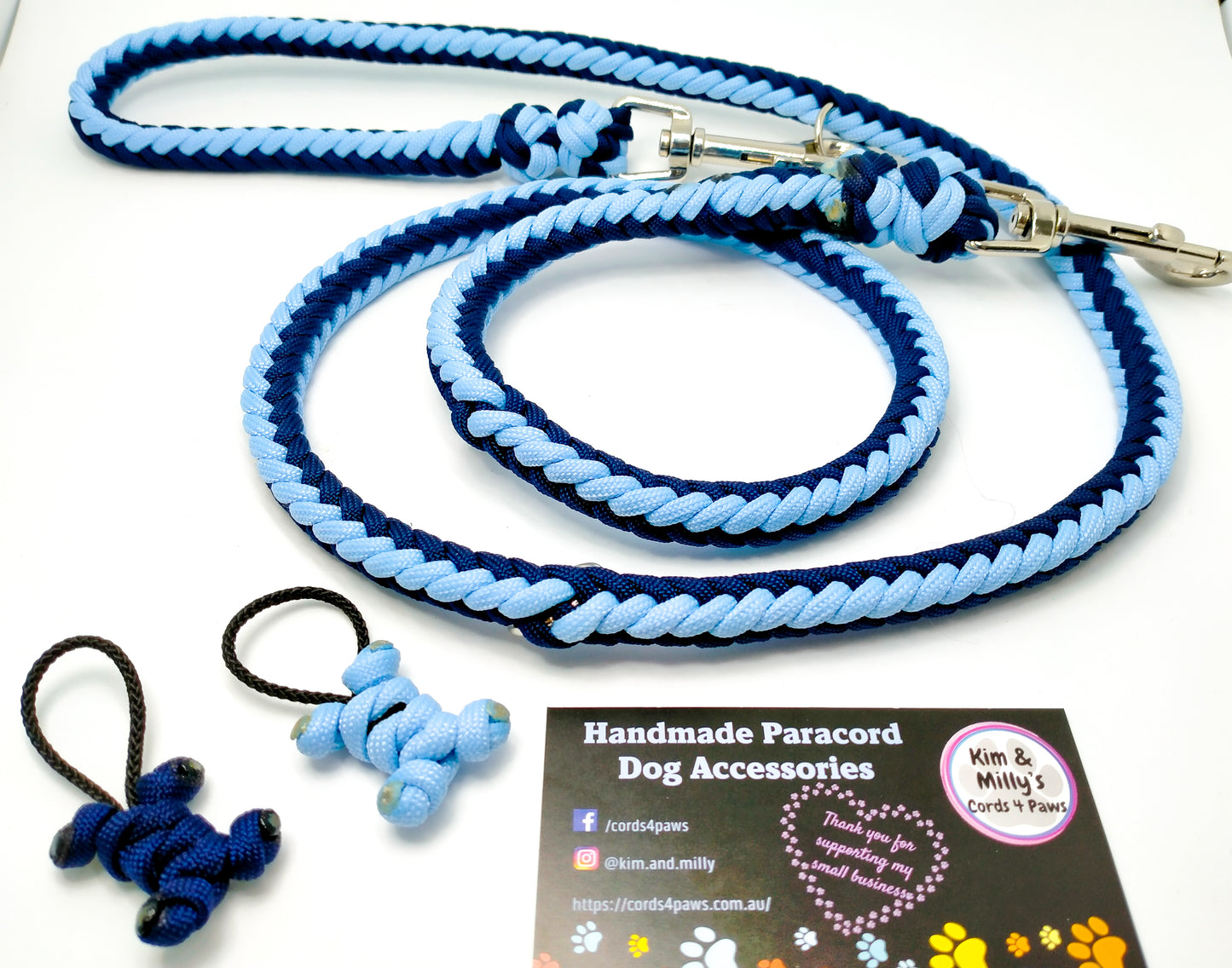 Adjustable Lead - Herringbone Kim & Milly's Cords 4 Paws Paracord Handmade Dog Accessories Customizable Made in Germany Shipping worldwide