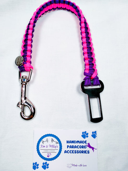 Pre Made: Car Restraint, Neon Pink, Purple, 35cm Kim & Milly's Cords 4 Paws Paracord Handmade Dog Accessories Customizable Made in Germany Shipping worldwide