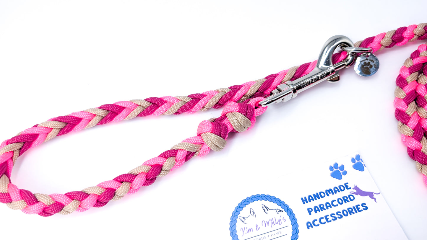 Pre Made Lead: 6 Strand adjustable Lead, 1.70m Kim & Milly's Cords 4 Paws Paracord Handmade Dog Accessories Customizable Made in Germany Shipping worldwide