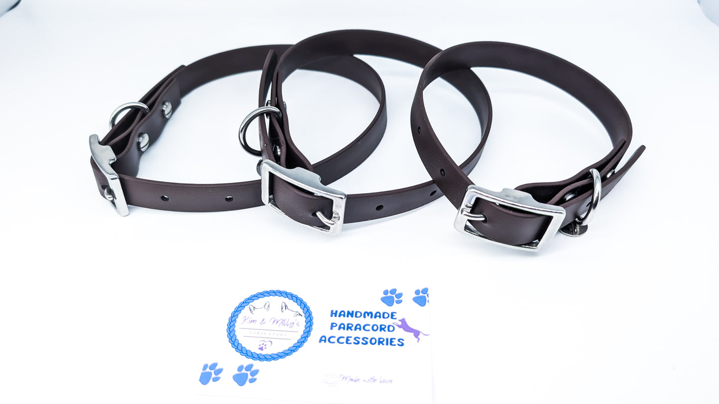 AUSSIE STOCK: Pre-Made: BioThane Collar - Dark Brown Kim & Milly's Cords 4 Paws Paracord Handmade Dog Accessories Customizable Made in Germany Shipping worldwide