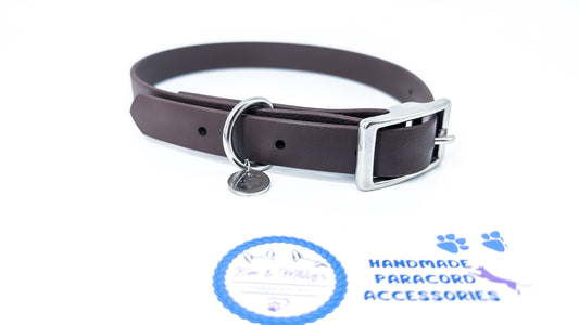 AUSSIE STOCK: Pre-Made: BioThane Collar - Dark Brown Kim & Milly's Cords 4 Paws Paracord Handmade Dog Accessories Customizable Made in Germany Shipping worldwide