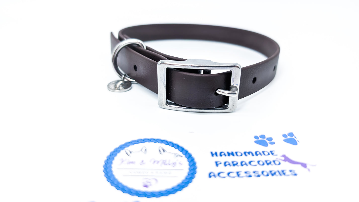AUSSIE STOCK: Pre-Made: BioThane Collar - Dark Brown Kim & Milly's Cords 4 Paws Paracord Handmade Dog Accessories Customizable Made in Germany Shipping worldwide
