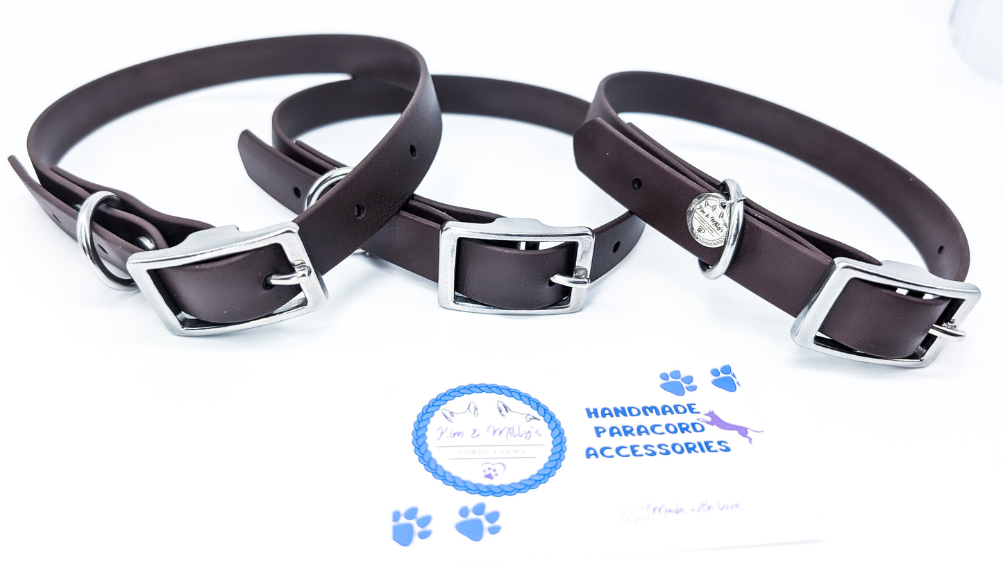 AUSSIE STOCK: Pre-Made: BioThane Collar - Dark Brown Kim & Milly's Cords 4 Paws Paracord Handmade Dog Accessories Customizable Made in Germany Shipping worldwide