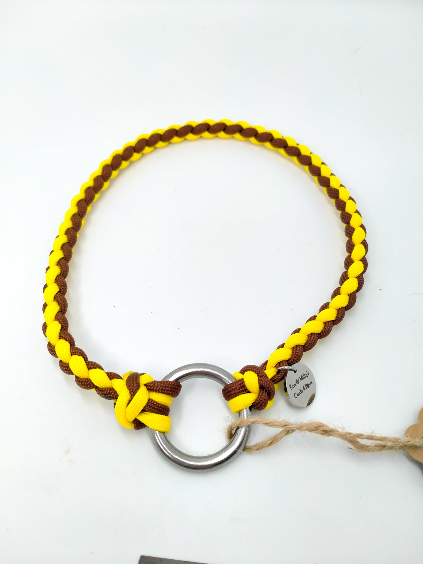 Pre Made: House Collar, Canary Yellow, Chocolate Brown, 43cm Kim & Milly's Cords 4 Paws Paracord Handmade Dog Accessories Customizable Made in Germany Shipping worldwide