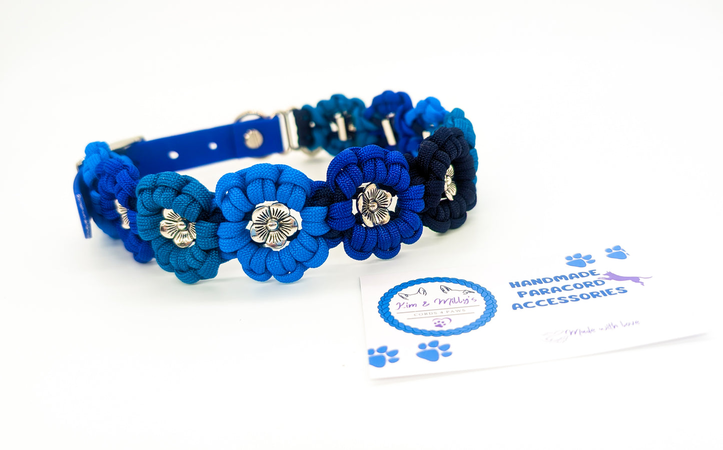 Pre Made: Kimmy's Blooms Collar, 37-45cm, Blues
